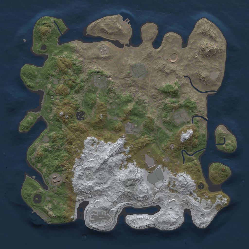 Rust Map: Procedural Map, Size: 4000, Seed: 582985, 19 Monuments