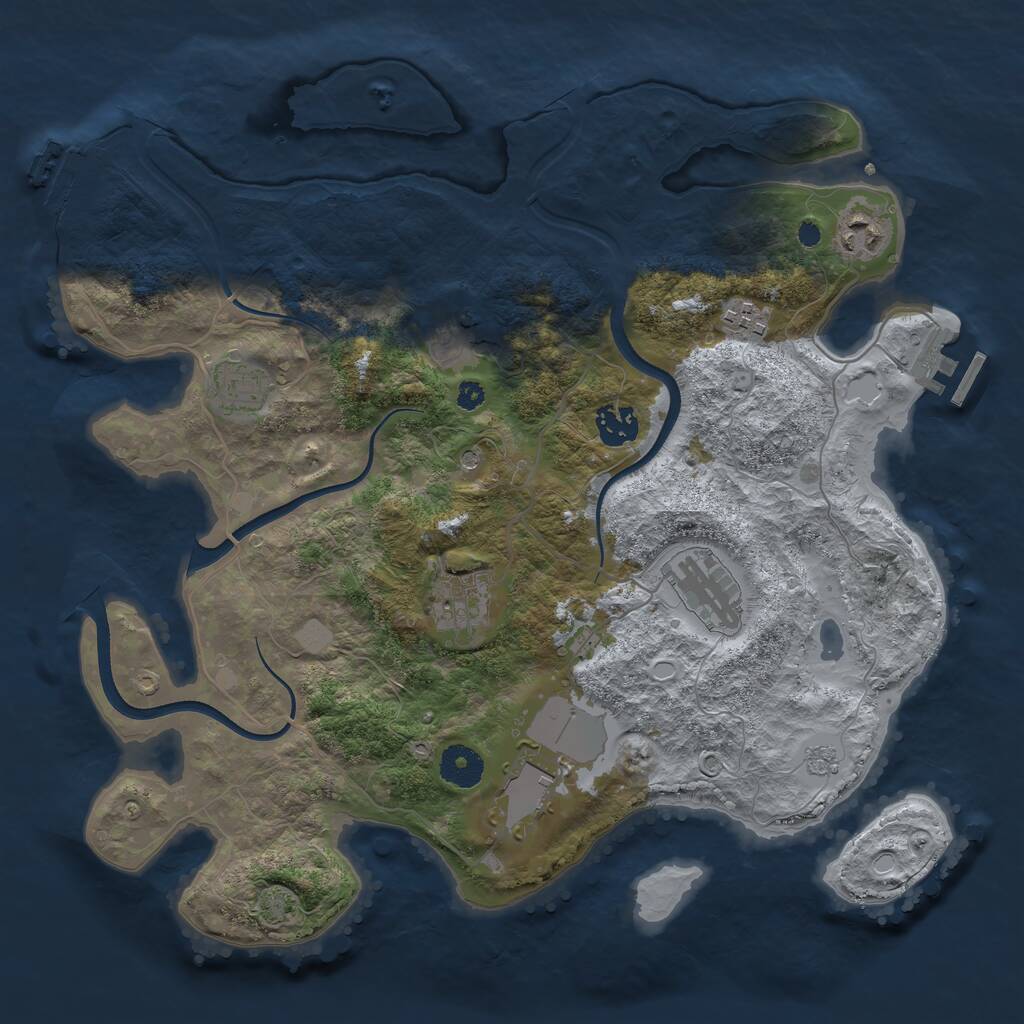 Rust Map: Procedural Map, Size: 3600, Seed: 987, 14 Monuments