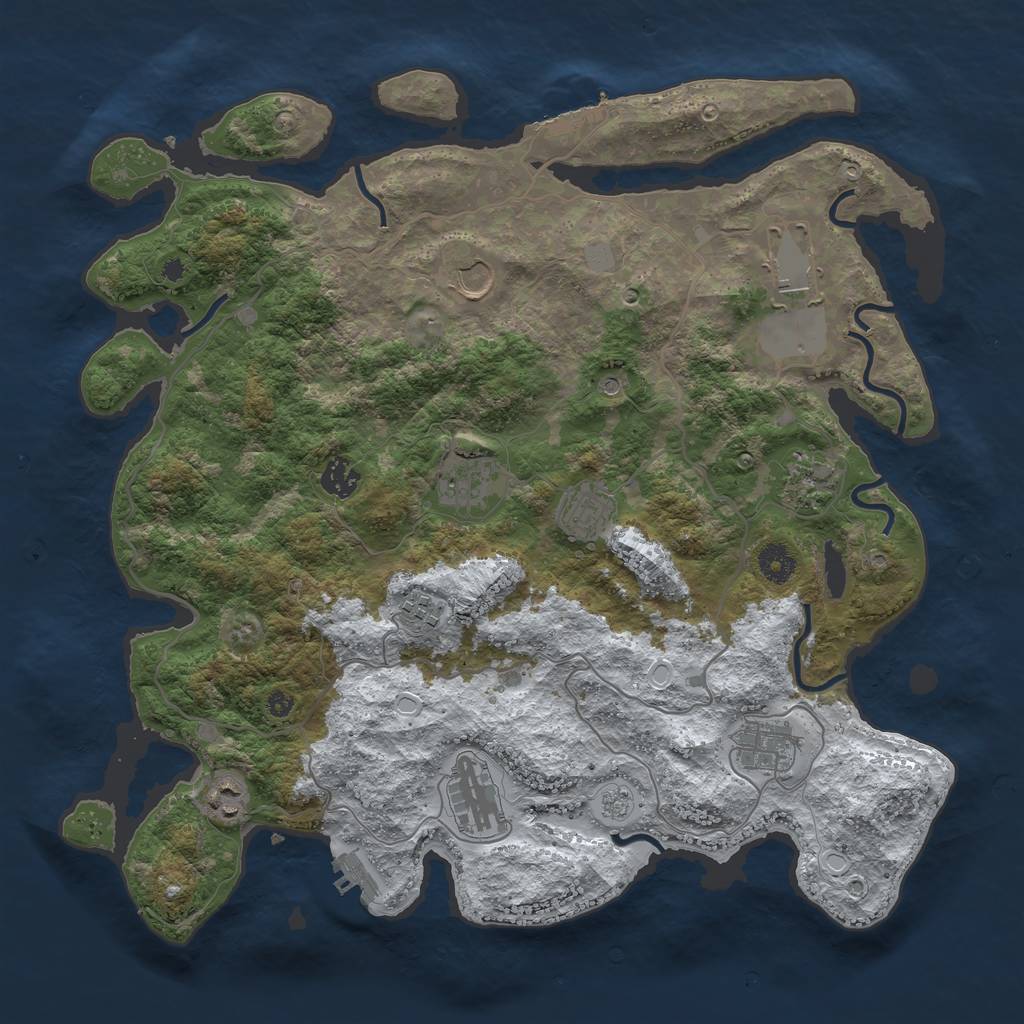 Rust Map: Procedural Map, Size: 4000, Seed: 623290, 19 Monuments