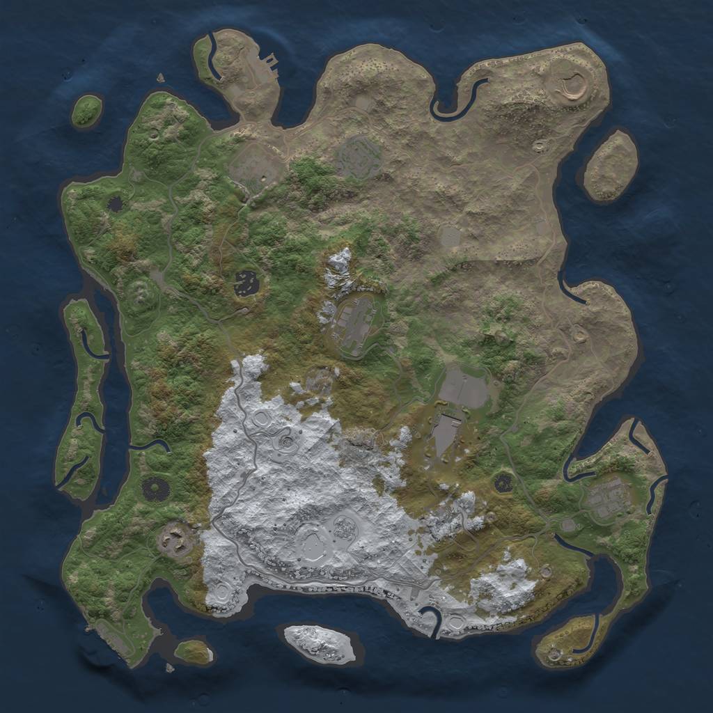 Rust Map: Procedural Map, Size: 4000, Seed: 215466, 18 Monuments