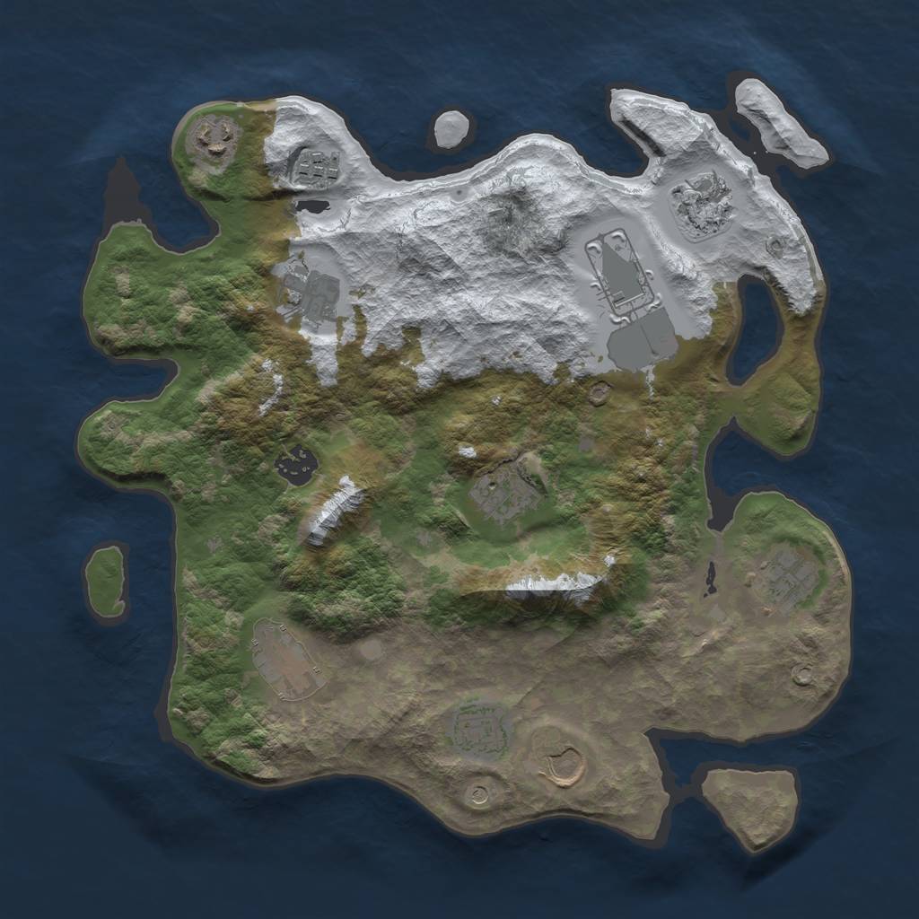 Rust Map: Barren, Size: 3500, Seed: 1145274094, 14 Monuments