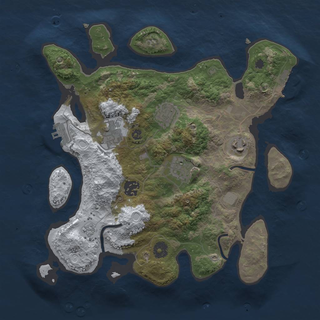 Rust Map: Procedural Map, Size: 3000, Seed: 4089, 13 Monuments