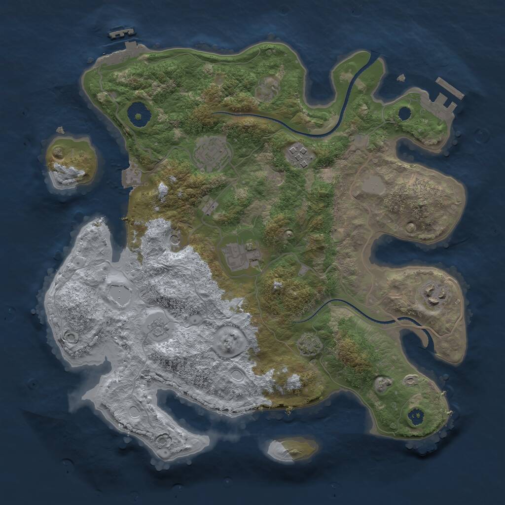 Rust Map: Procedural Map, Size: 3200, Seed: 9785, 10 Monuments