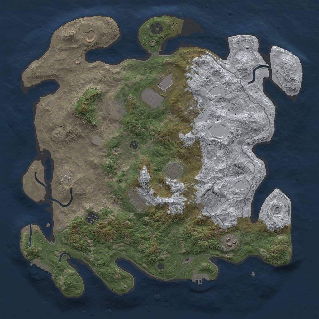 Rust Map: Procedural Map, Size: 4000, Seed: 432591, 19 Monuments