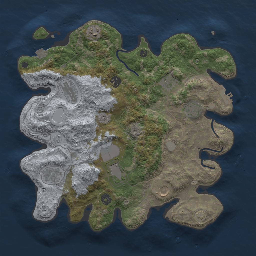 Rust Map: Procedural Map, Size: 3500, Seed: 1027931221, 16 Monuments