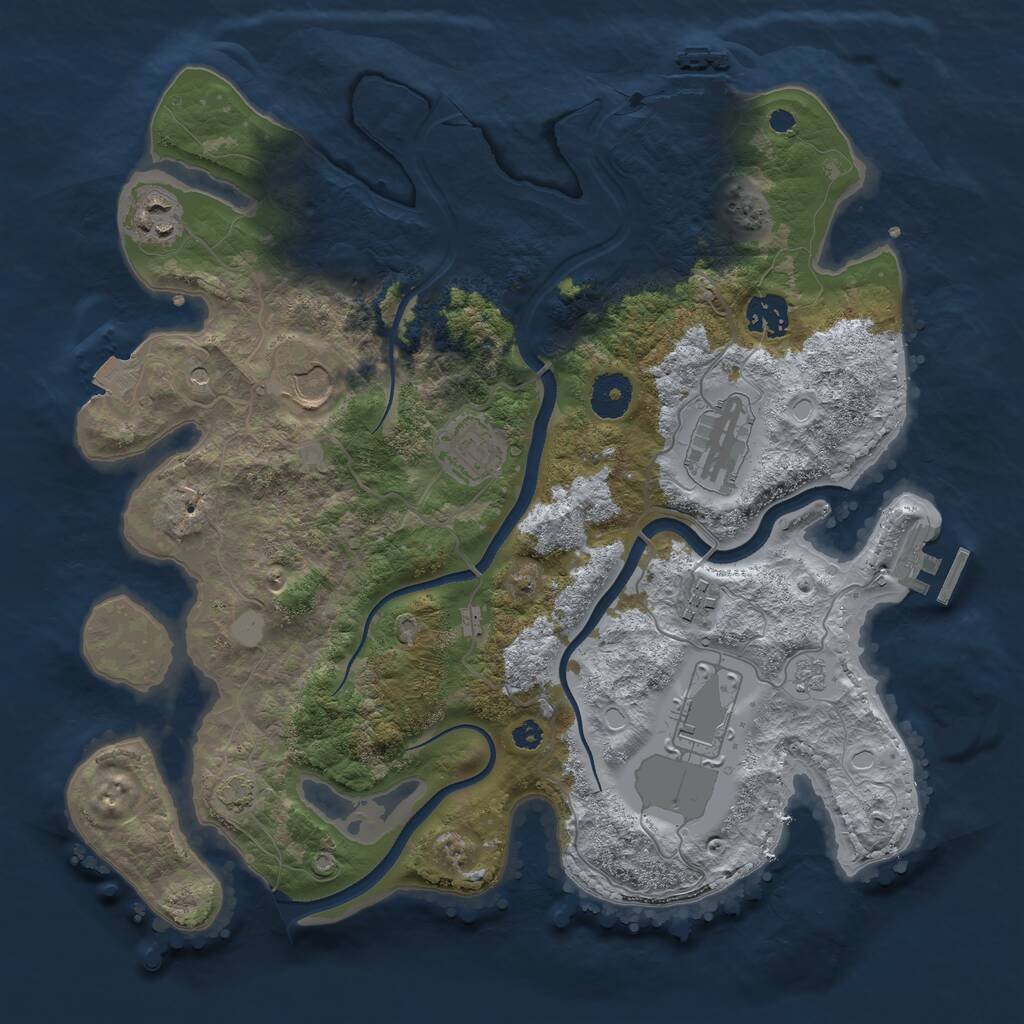 Rust Map: Procedural Map, Size: 3500, Seed: 725502966, 13 Monuments