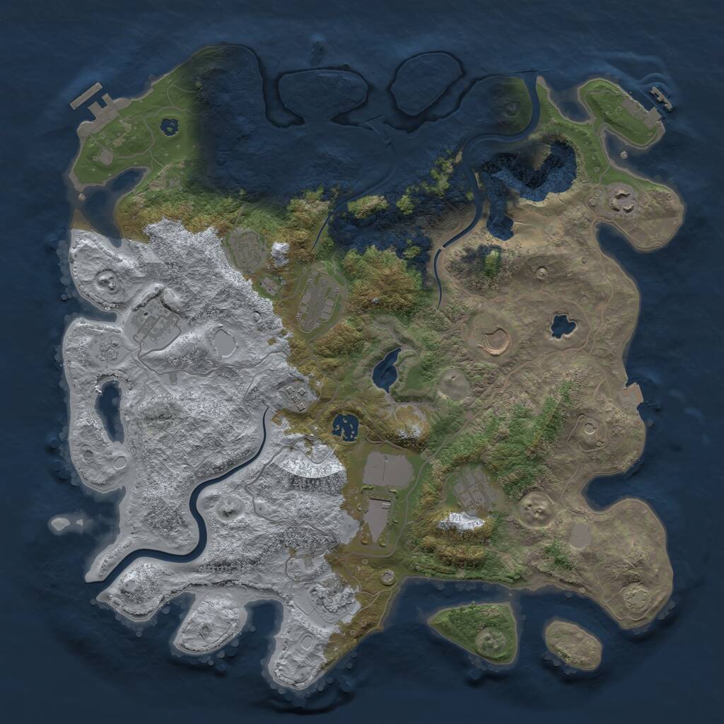 Rust Map: Procedural Map, Size: 4000, Seed: 495090, 16 Monuments
