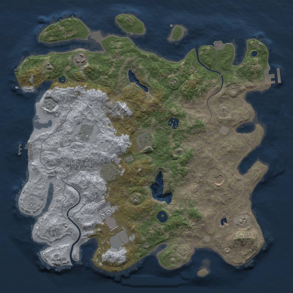 Rust Map: Procedural Map, Size: 4000, Seed: 980591, 14 Monuments