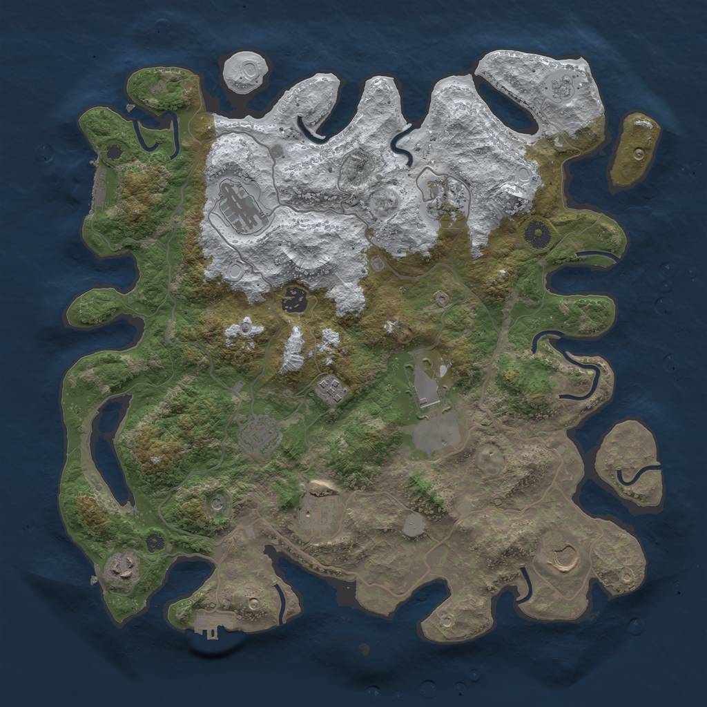 Rust Map: Procedural Map, Size: 4000, Seed: 36549, 18 Monuments
