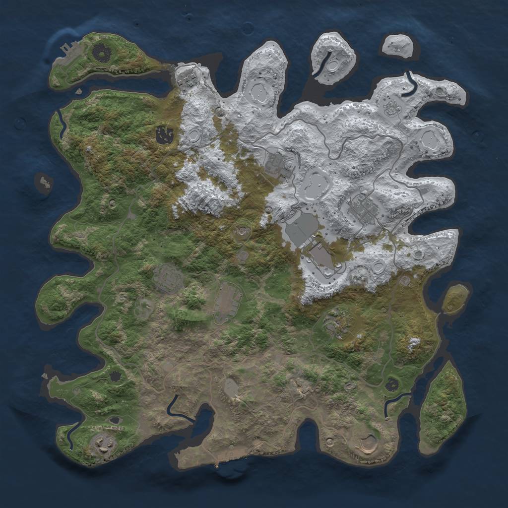 Rust Map: Procedural Map, Size: 4000, Seed: 1454768236, 19 Monuments