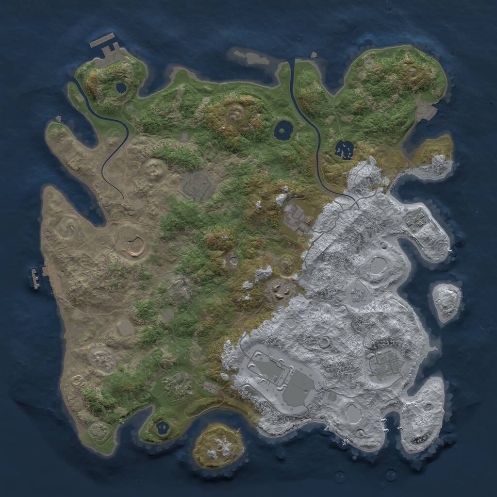 Rust Map: Procedural Map, Size: 3850, Seed: 944665767, 15 Monuments