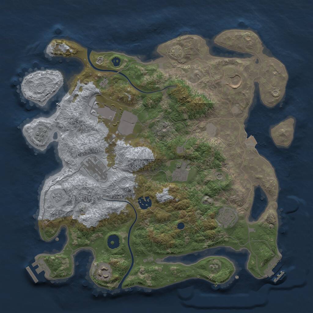 Rust Map: Procedural Map, Size: 3500, Seed: 674588149, 14 Monuments