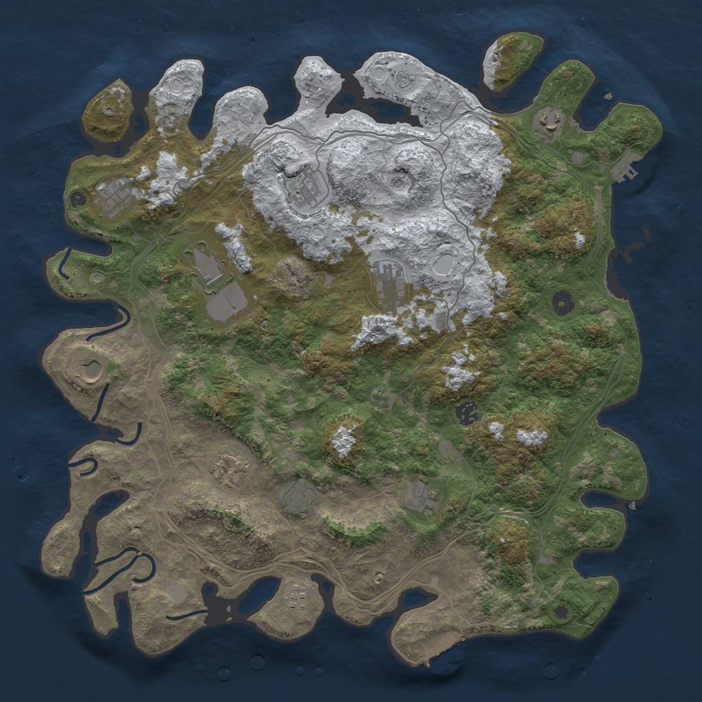 Rust Map: Procedural Map, Size: 4500, Seed: 1932691296, 20 Monuments
