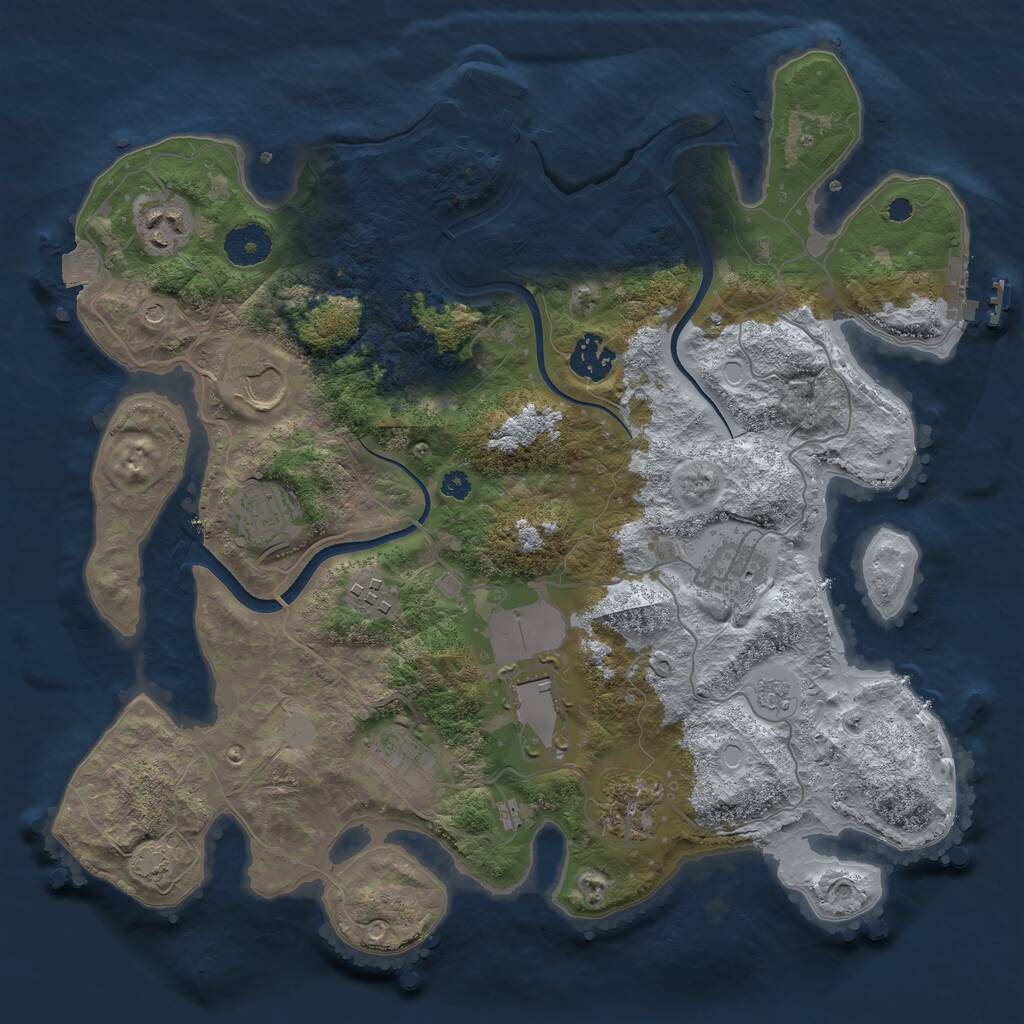 Rust Map: Procedural Map, Size: 3500, Seed: 1356824393, 15 Monuments