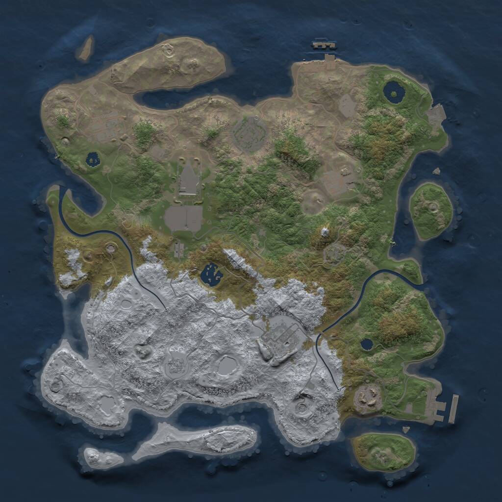 Rust Map: Procedural Map, Size: 3500, Seed: 236221, 13 Monuments