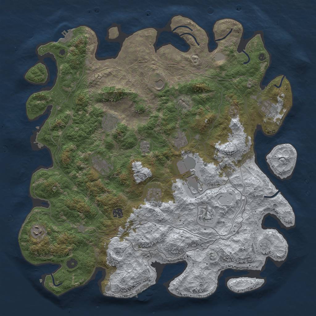Rust Map: Procedural Map, Size: 4500, Seed: 122117642, 20 Monuments