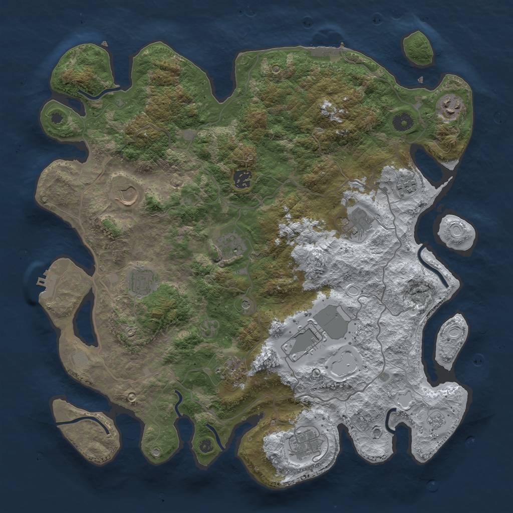 Rust Map: Procedural Map, Size: 4000, Seed: 60657, 19 Monuments