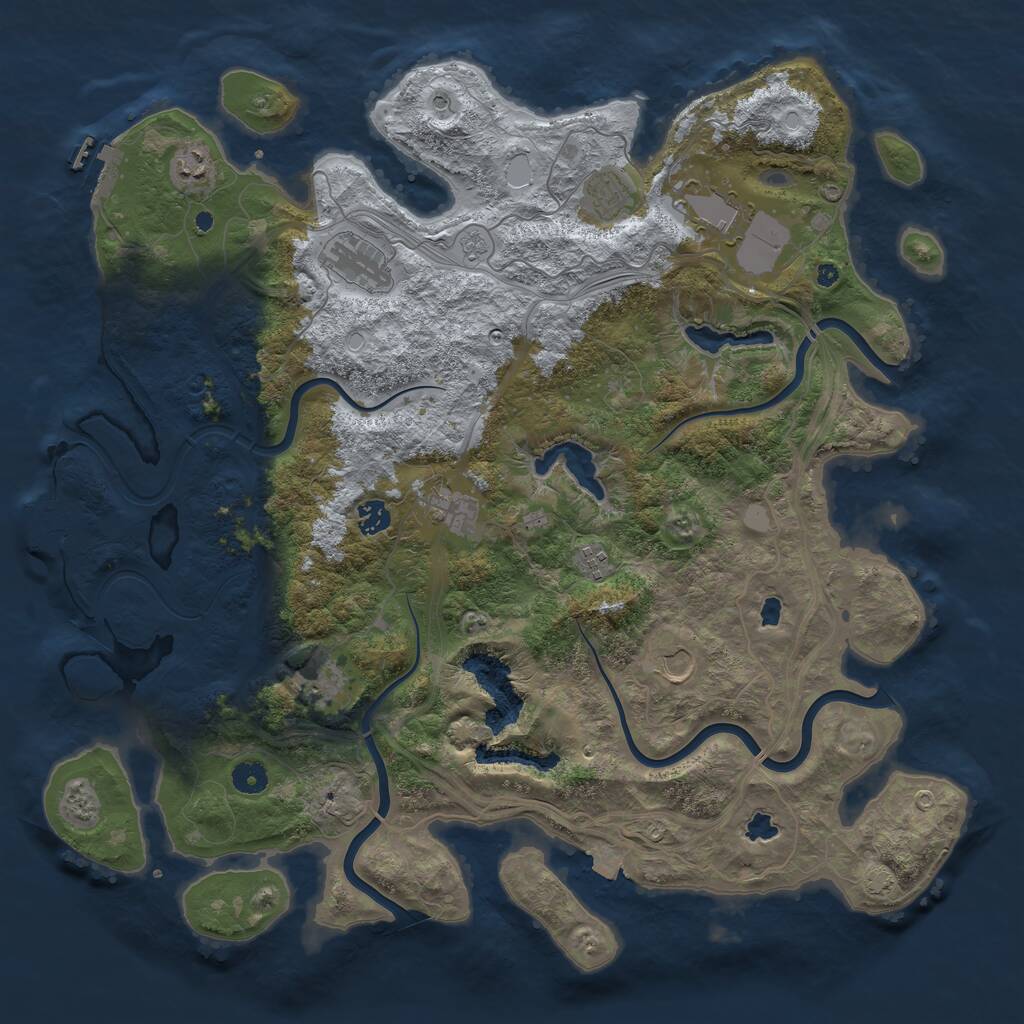 Rust Map: Procedural Map, Size: 4500, Seed: 1078894026, 15 Monuments