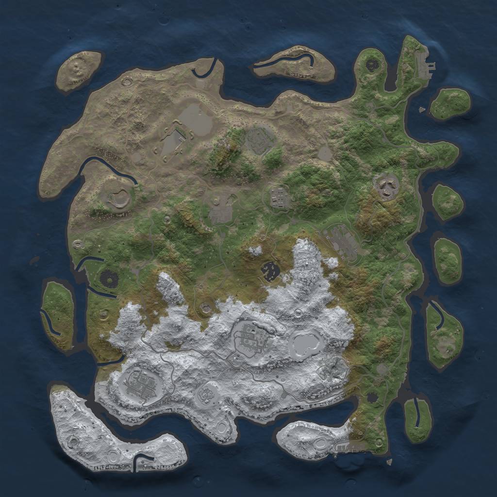 Rust Map: Procedural Map, Size: 4000, Seed: 630467, 19 Monuments