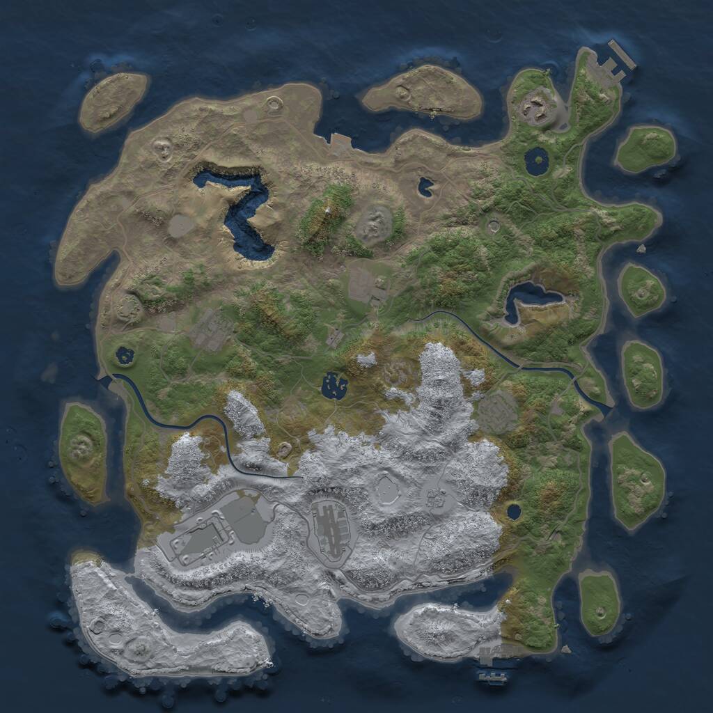 Rust Map: Procedural Map, Size: 4000, Seed: 630467, 13 Monuments