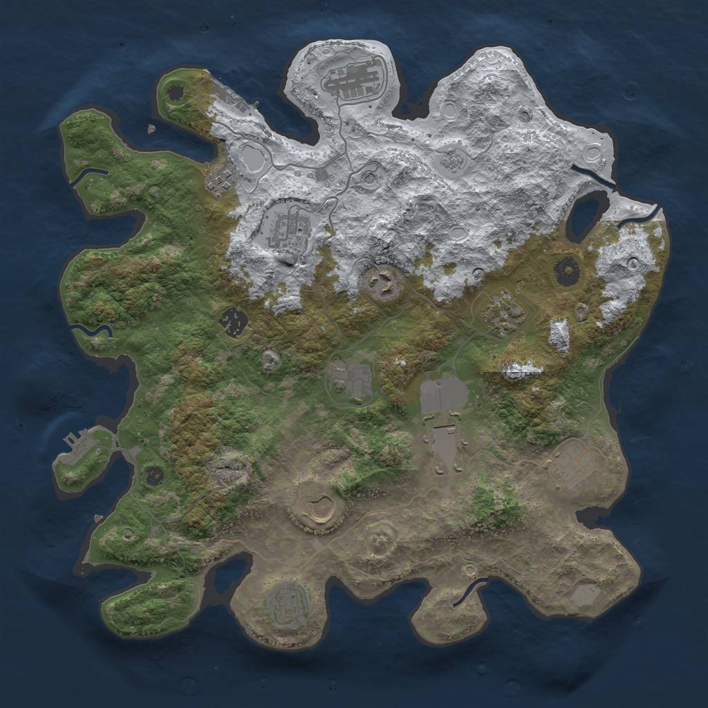Rust Map: Procedural Map, Size: 3850, Seed: 500604640, 20 Monuments