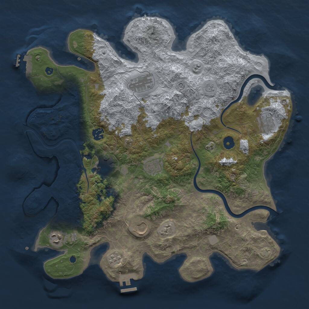 Rust Map: Procedural Map, Size: 3850, Seed: 500604640, 14 Monuments