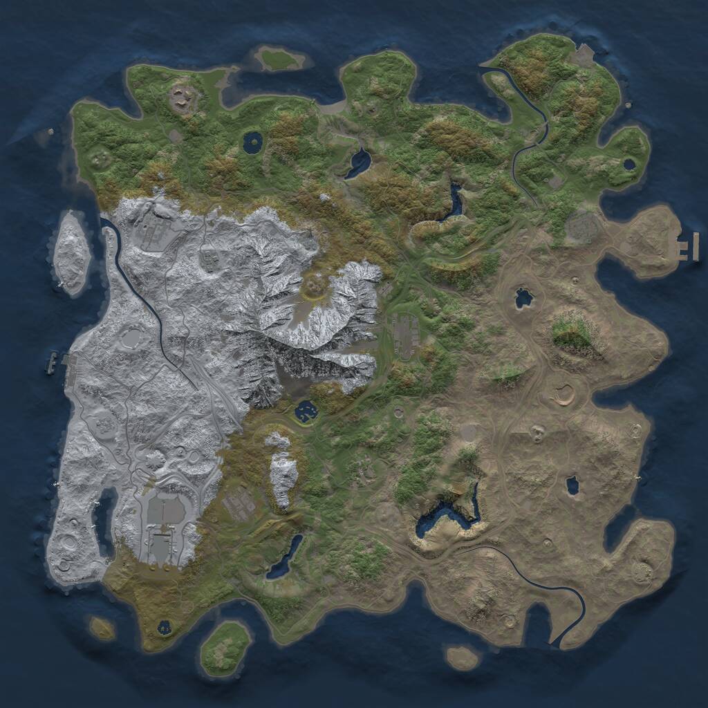 Rust Map: Procedural Map, Size: 5000, Seed: 743936574, 16 Monuments