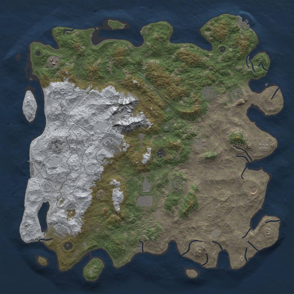 Rust Map: Procedural Map, Size: 5000, Seed: 743936574, 20 Monuments