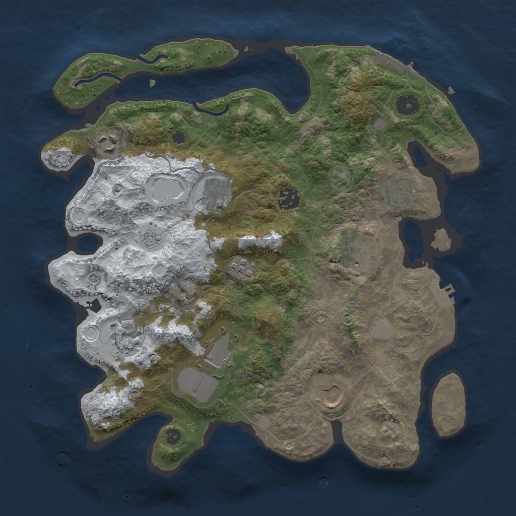 Rust Map: Procedural Map, Size: 3500, Seed: 649786360, 18 Monuments