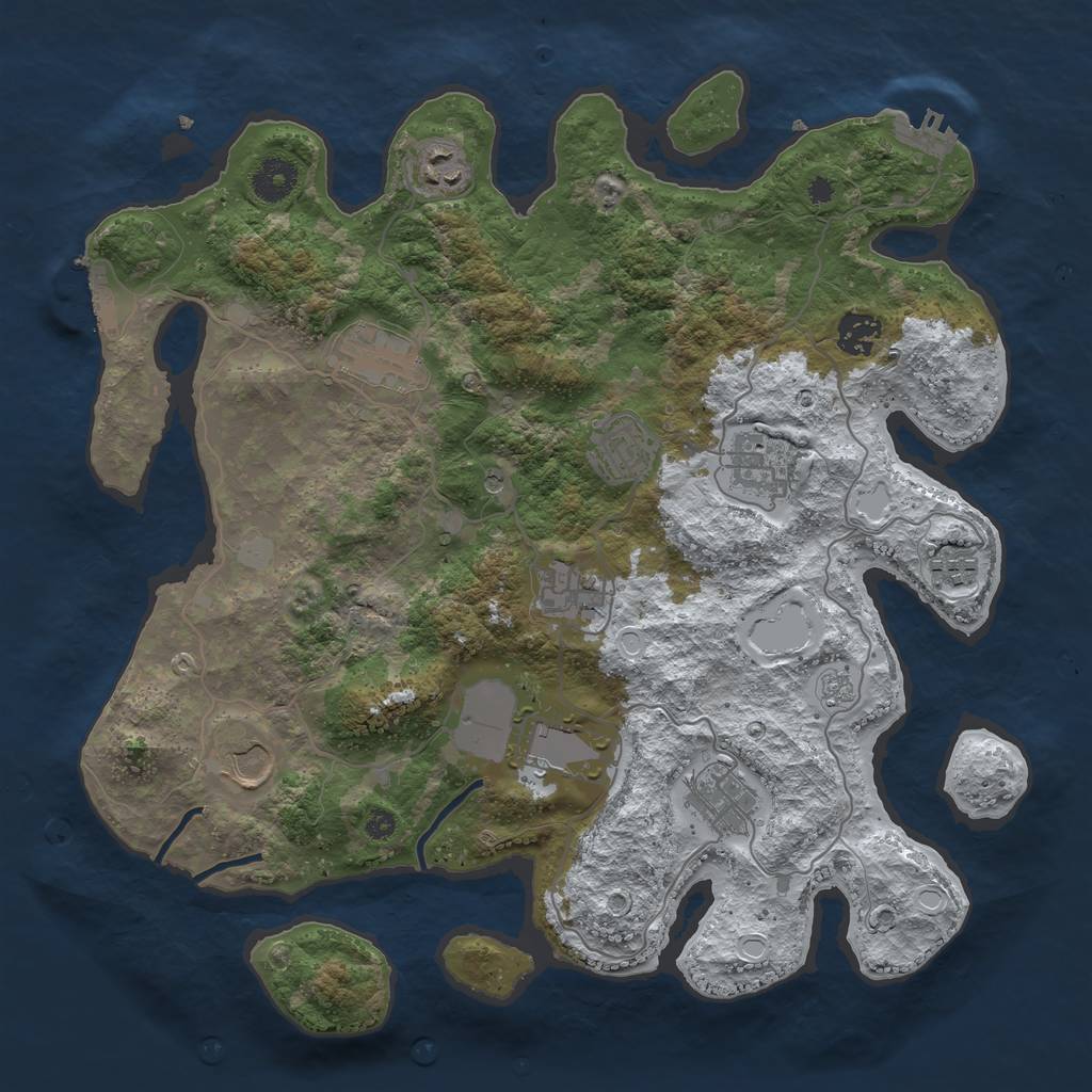 Rust Map: Procedural Map, Size: 3700, Seed: 565079369, 19 Monuments