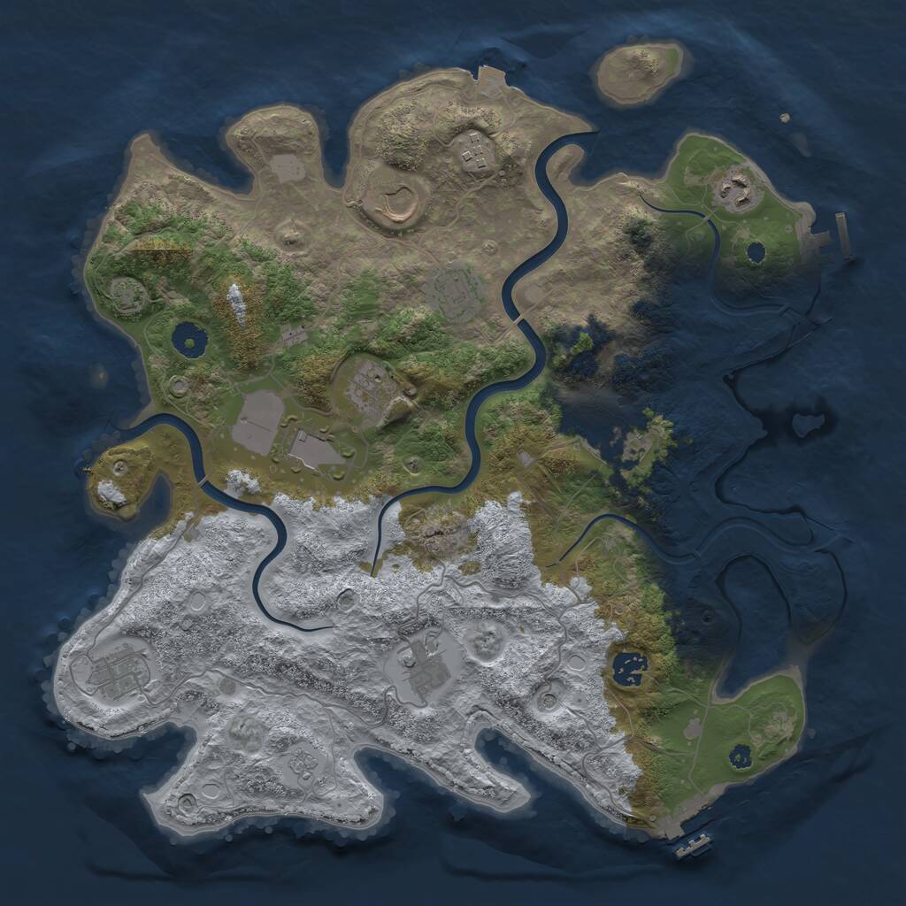 Rust Map: Procedural Map, Size: 3850, Seed: 1026658650, 16 Monuments