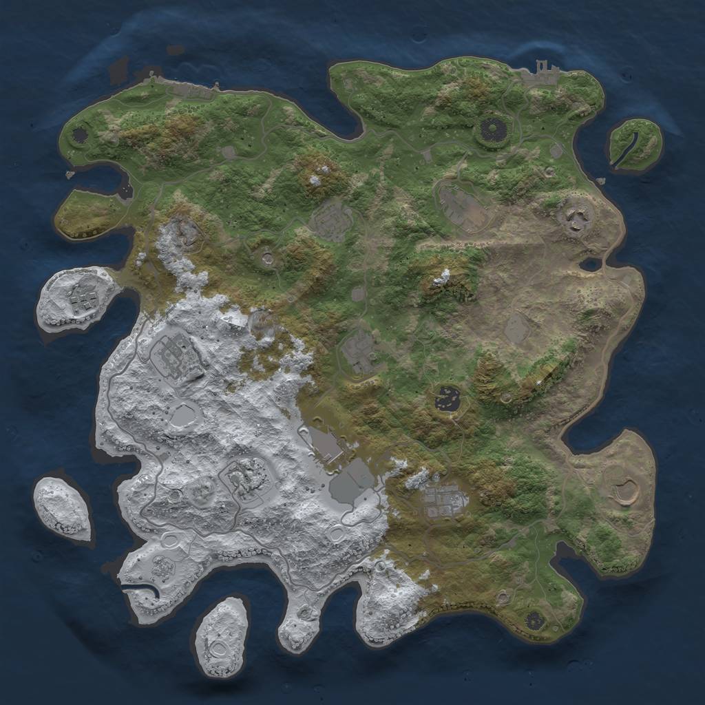 Rust Map: Procedural Map, Size: 4050, Seed: 747707377, 20 Monuments