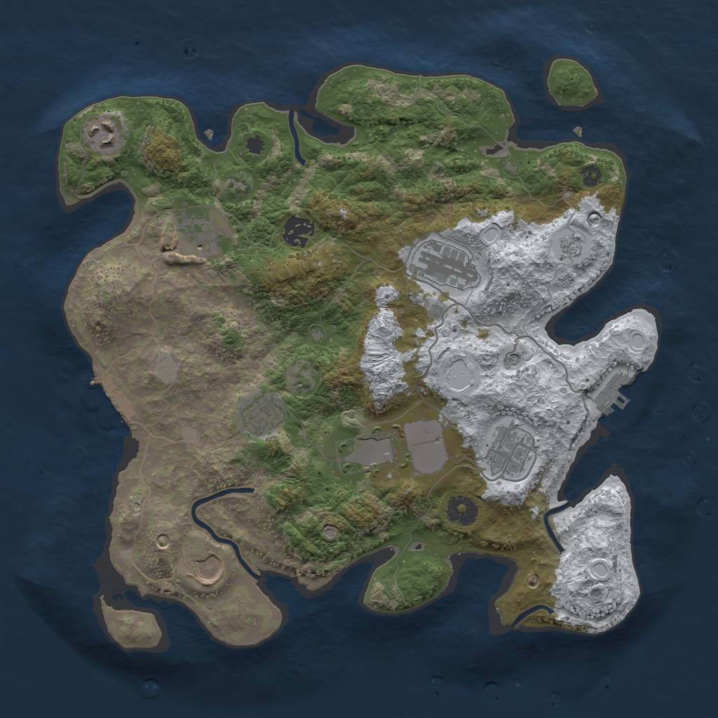 Rust Map: Procedural Map, Size: 3500, Seed: 303951462, 17 Monuments
