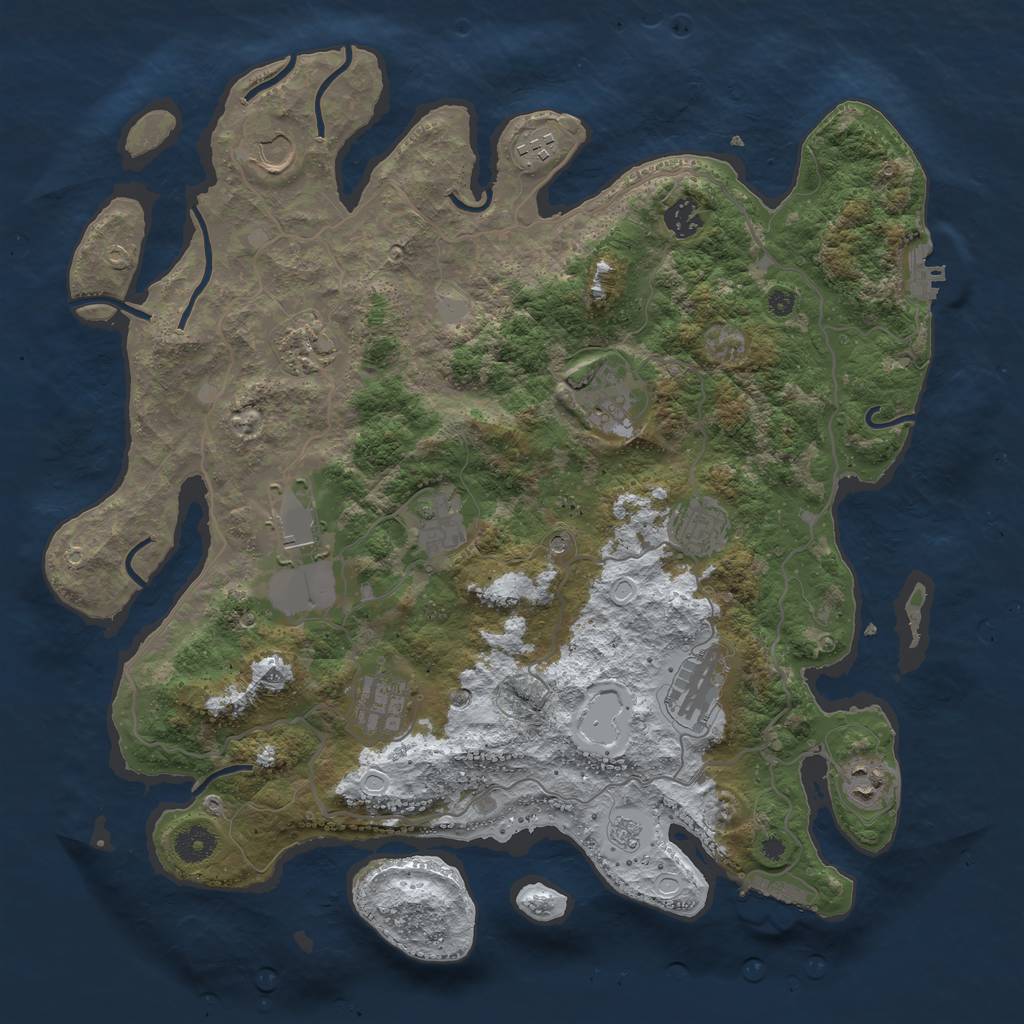 Rust Map: Procedural Map, Size: 4000, Seed: 2128437878, 20 Monuments