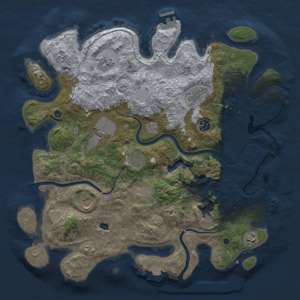 Rust Map: Procedural Map, Size: 4000, Seed: 81536664, 16 Monuments