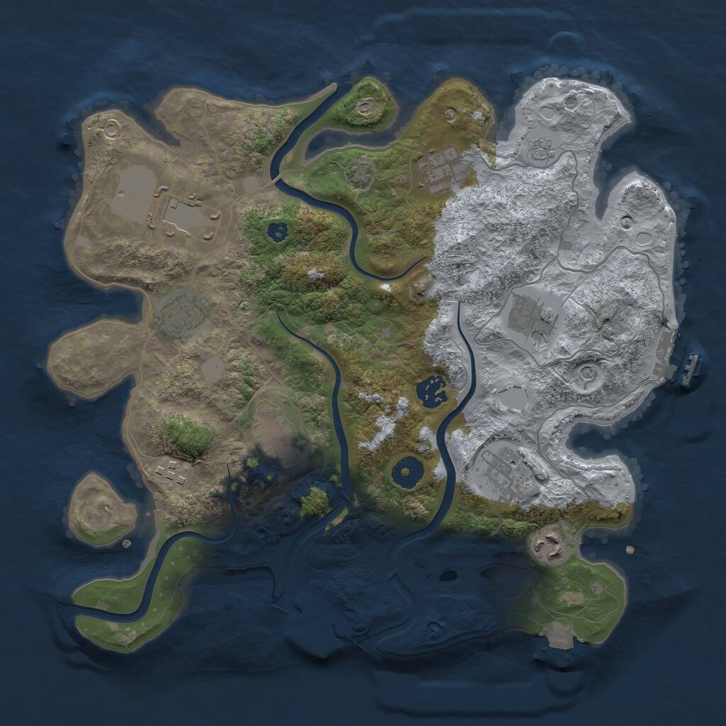 Rust Map: Procedural Map, Size: 3500, Seed: 641071682, 15 Monuments