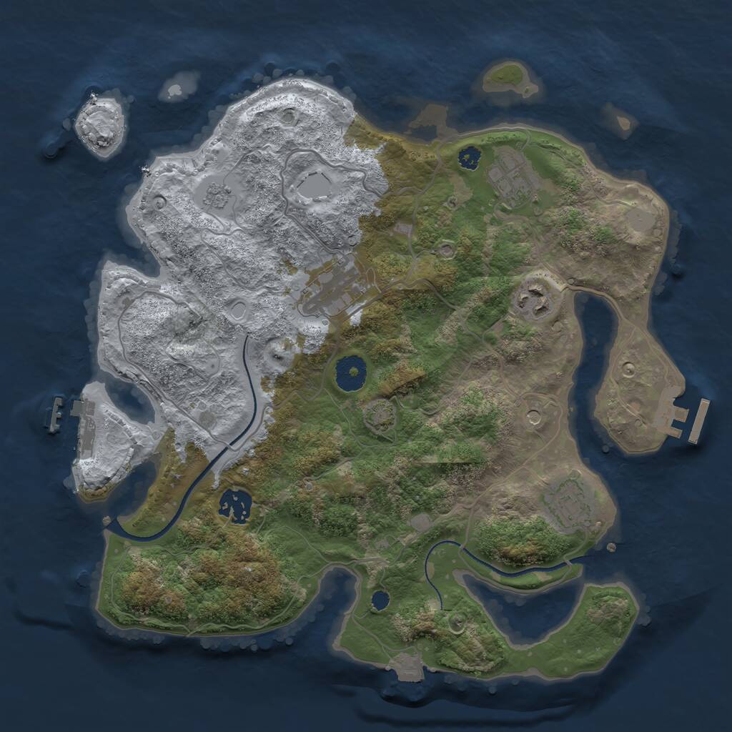 Rust Map: Procedural Map, Size: 3250, Seed: 1952308639, 11 Monuments