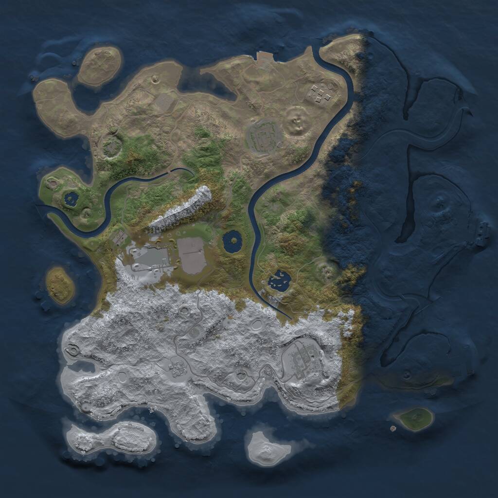 Rust Map: Procedural Map, Size: 3500, Seed: 2000909164, 11 Monuments