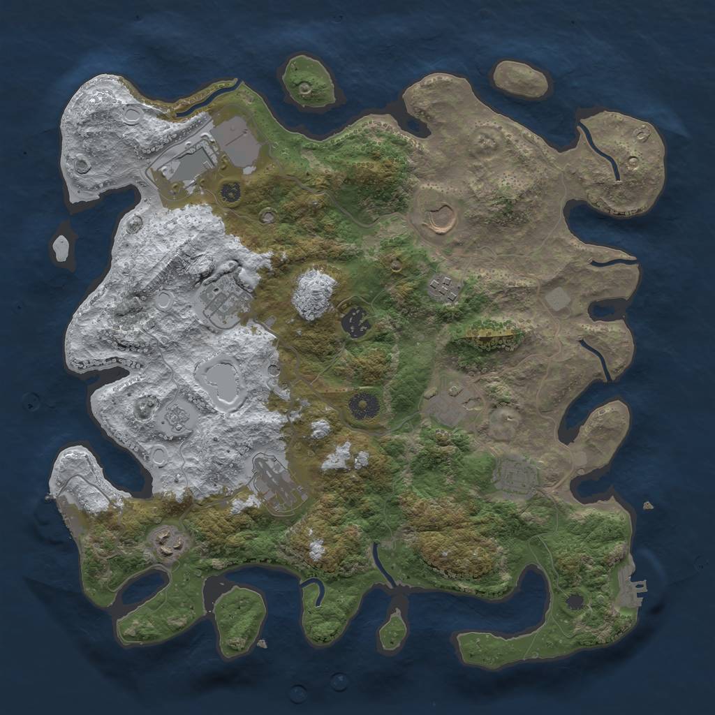 Rust Map: Procedural Map, Size: 3700, Seed: 2025806765, 18 Monuments