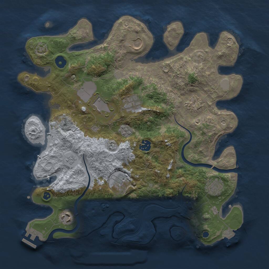 Rust Map: Procedural Map, Size: 3500, Seed: 1209564484, 14 Monuments