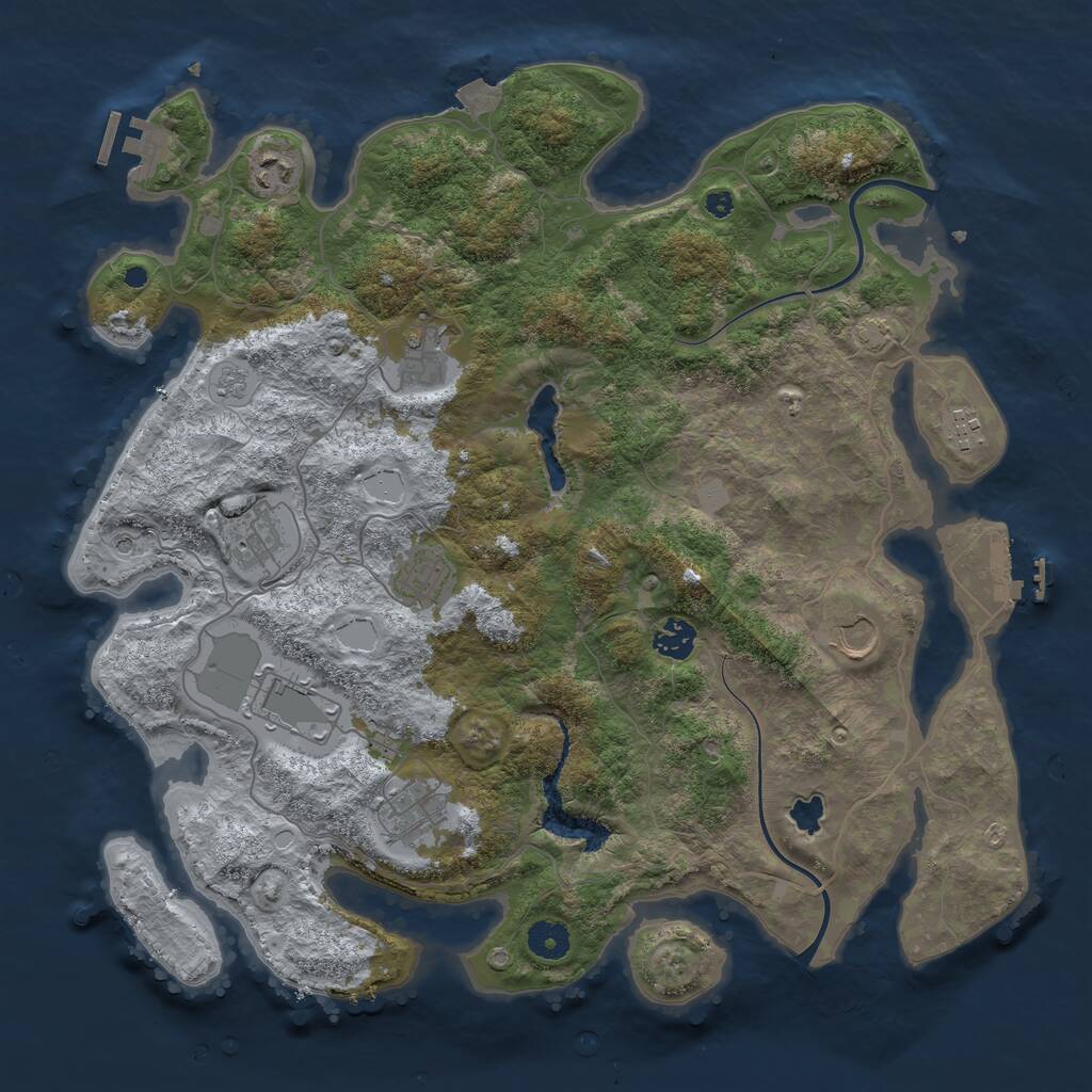 Rust Map: Procedural Map, Size: 4000, Seed: 320716, 15 Monuments