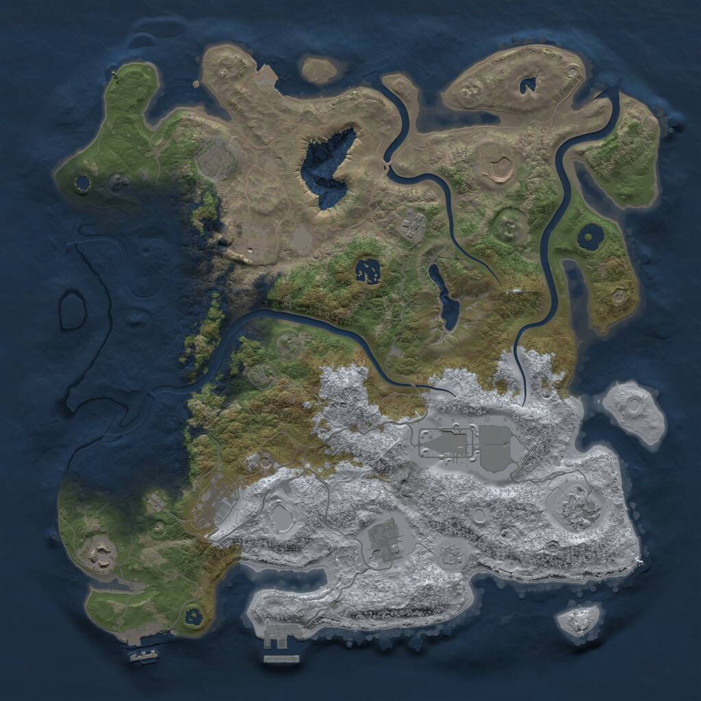 Rust Map: Procedural Map, Size: 4000, Seed: 111847, 16 Monuments