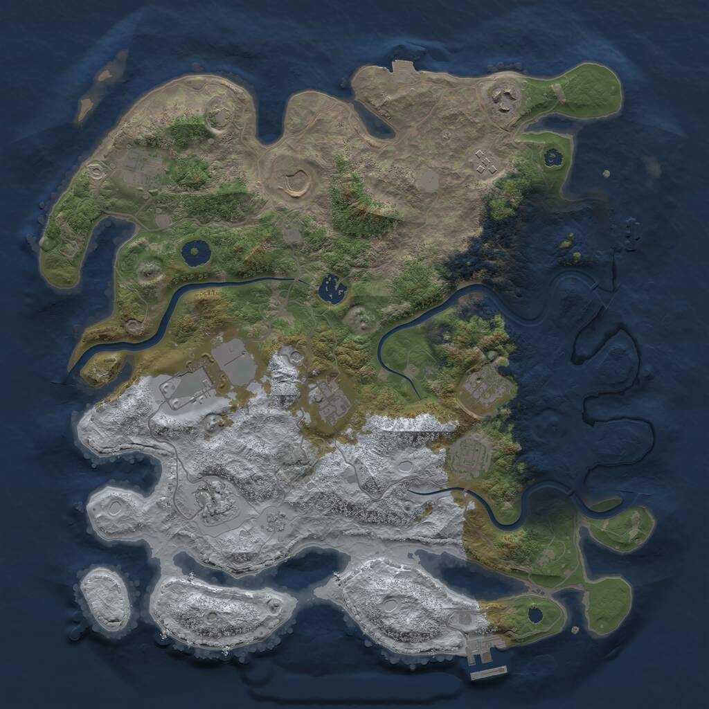 Rust Map: Procedural Map, Size: 3900, Seed: 65114, 16 Monuments