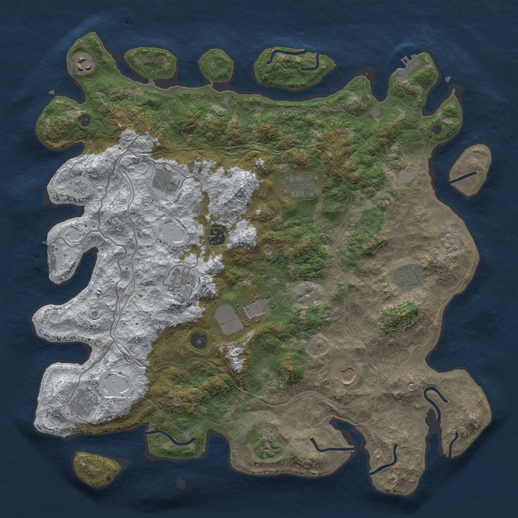 Rust Map: Procedural Map, Size: 4500, Seed: 551387, 20 Monuments