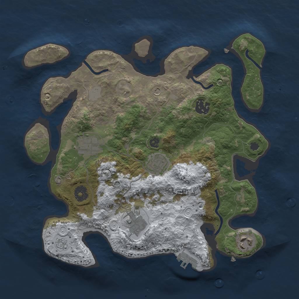 Rust Map: Procedural Map, Size: 3000, Seed: 557709558, 13 Monuments