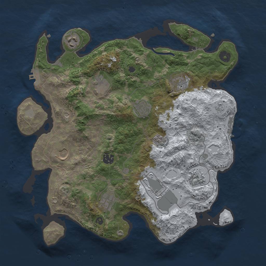 Rust Map: Procedural Map, Size: 3500, Seed: 8669725, 19 Monuments