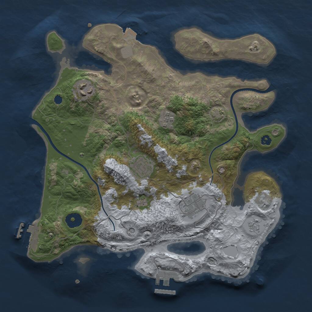Rust Map: Procedural Map, Size: 3000, Seed: 23214207, 10 Monuments