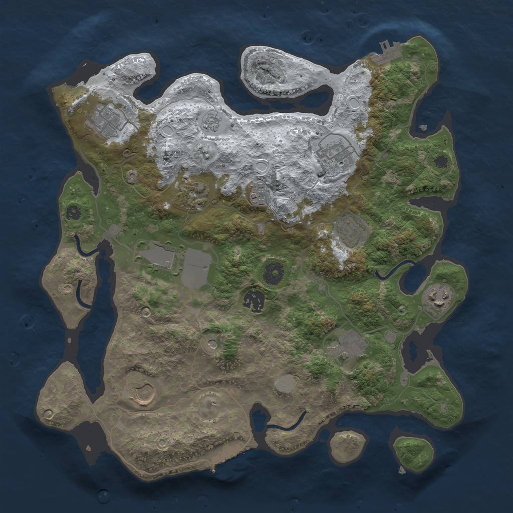 Rust Map: Procedural Map, Size: 3500, Seed: 58672, 19 Monuments