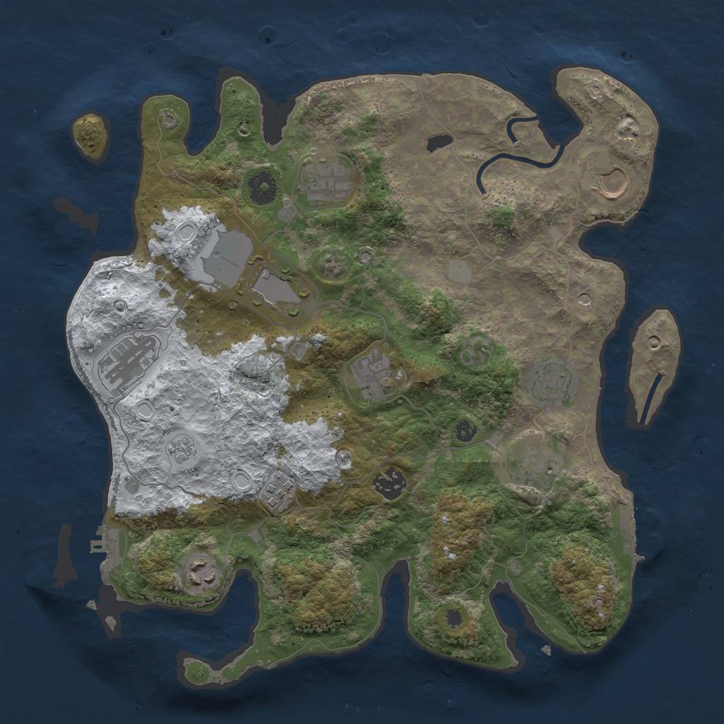 Rust Map: Procedural Map, Size: 3500, Seed: 24789, 19 Monuments