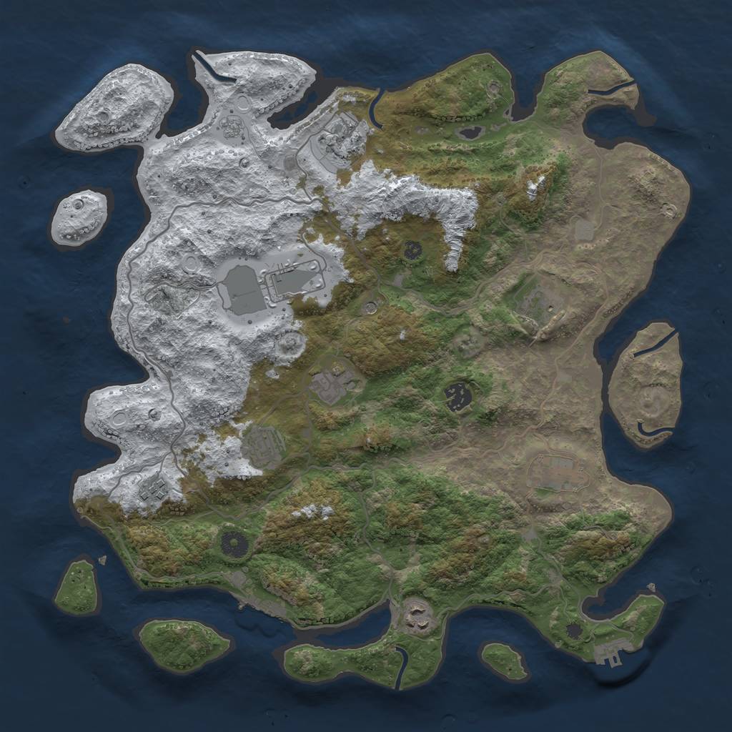 Rust Map: Procedural Map, Size: 4000, Seed: 158394, 18 Monuments